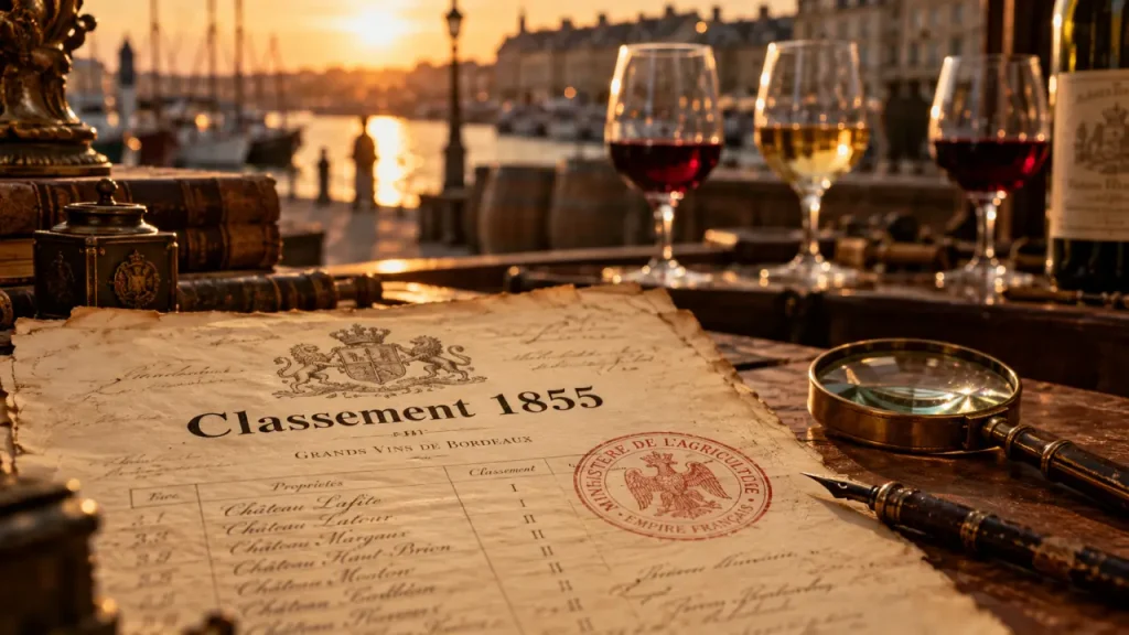 classification officielle des vins de bordeaux de 1855, archives tamponnées et dégustation
